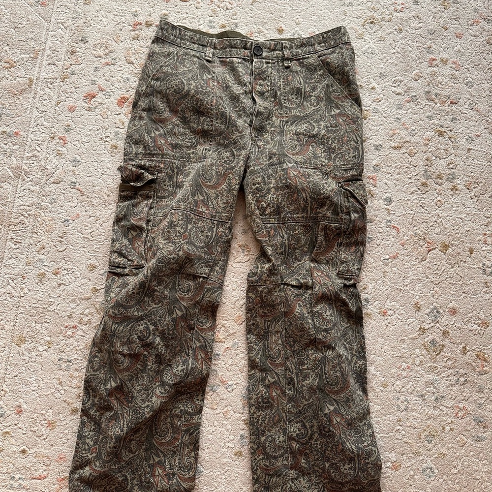 Zara Men's Green Paisley Cargo Pants